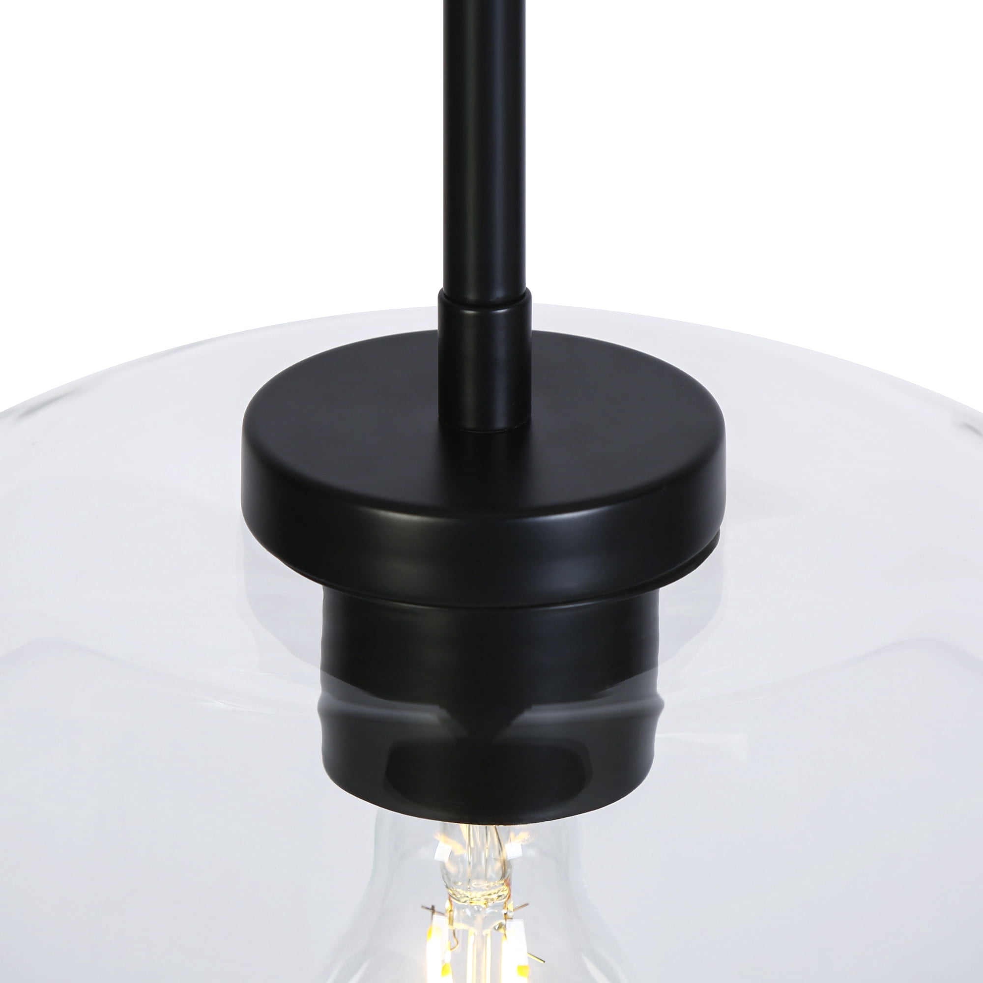 LNC Matte Black Modern/Contemporary Clear Glass Dome LED Medium Hanging Pendant Light