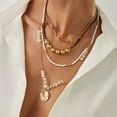 thumbnail image 4 of NICKSUN Vintage Boho Beaded Clavicle Chain Necklace Sun Pendant Stackable Necklace Long Multi-layered Bead Tassel Necklace Summer Beach Jewelry for Women, 4 of 9