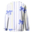 thumbnail image 4 of YUGYXL Women's Oversized Bow Sweatshirt Y2k Long Sleeve Crewneck Bows Graphic Fleece Pullover Tops Funny Holiday Streetwear Sky Blue M, 4 of 5