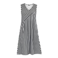thumbnail image 5 of Josdec Women's V-Neck Sleeveless Midi Dress Asymmetric Striped with Pocket Loose Casual for Daily Wear S-XXL, 5 of 9