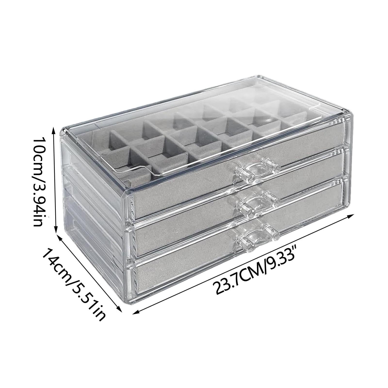 3-Layer Jewelry Storage Box With Drawers,Flannel Lined Jewelry Organizer Case,Earrings Rings Necklace Bracelet Compartment Holder,Portable Vanity Jewelry Display Box Multi Section Storage Organizer