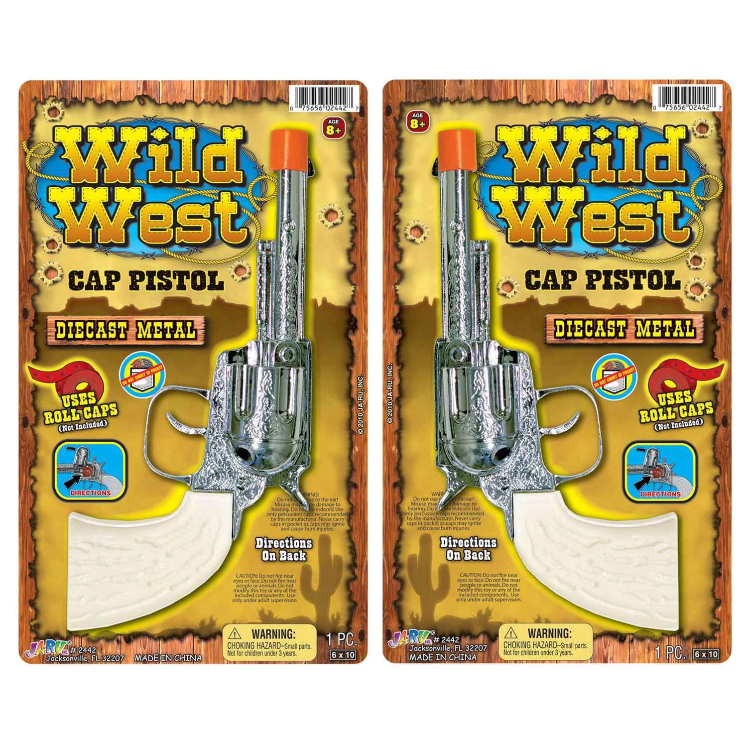 Western Style Cap Gun Still on Store Blister Display Card ~ Striking Graphics 