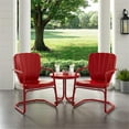 thumbnail image 2 of Crosley Furniture Ridgeland Ensemble de Conversation pour Patio en Métal Rond de 22 Po, 3 Pcs, Rouge, 2 of 7
