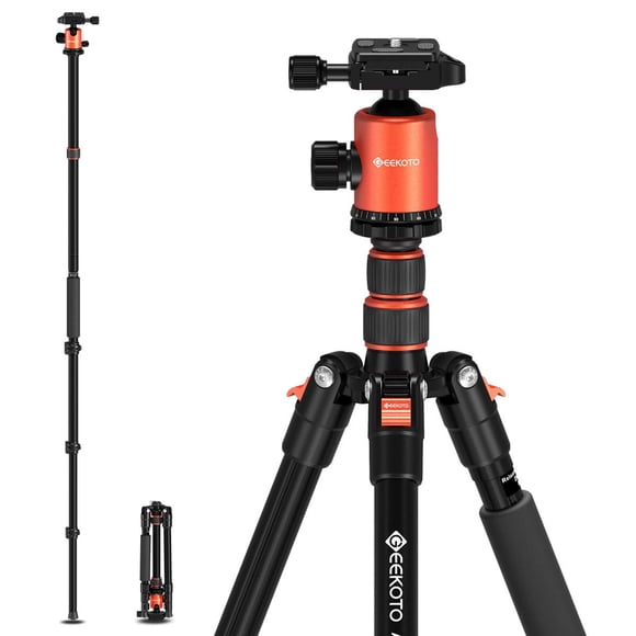 Trípode de cámara GEEKOTO 77 para DSLR trípode compacto de aluminio con cabezal de bola de 360 grados y carga de 8kg para viajes y trabajo
