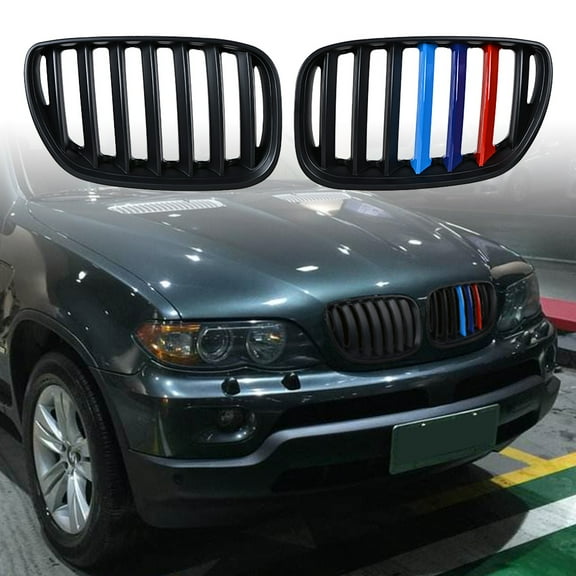 Astra Depot Matte Black M-Color Sport Front Hood Kidney Grill Grille for BMW X5 E53 2004 2005 2006 (1 Pair)