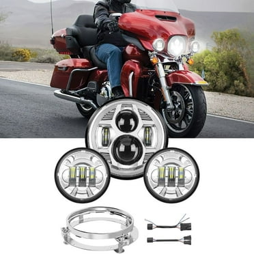 Nilight 7inch Motorcycle Led Headlight 4.5inch Fog Lights Auxiliary DOT Kit Compatible with Harley Davidson Electra Street Glide Fat Boy Road King Heritage Softail CVO, Chrome