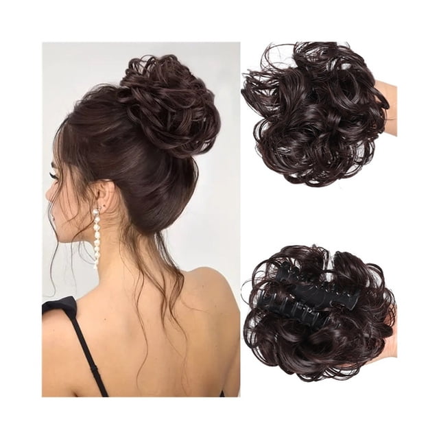 Pièce de Cheveux Chignon Décoiffé Pince Griffe Ondulée Bouclée Chignon Synthétique Faux Chignon Décoiffé Extensions de Cheveux