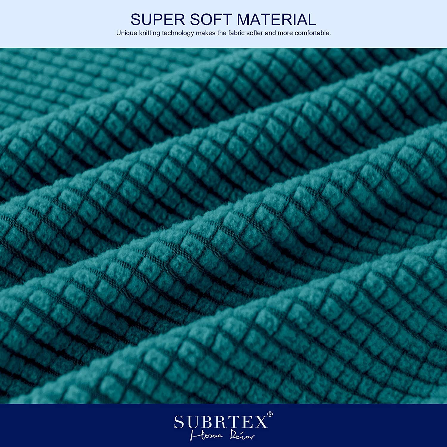 Subrtex 4-Piece Stretch Textured Grid Sofa Cover Slipcover,Separate Cushion Cover(Turquoise, Sofa)