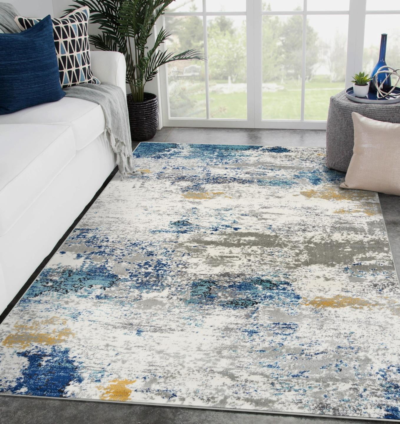 Luxe Weavers Abstract Watercolor Stain Resistant Multicolor 2x3 Area ...