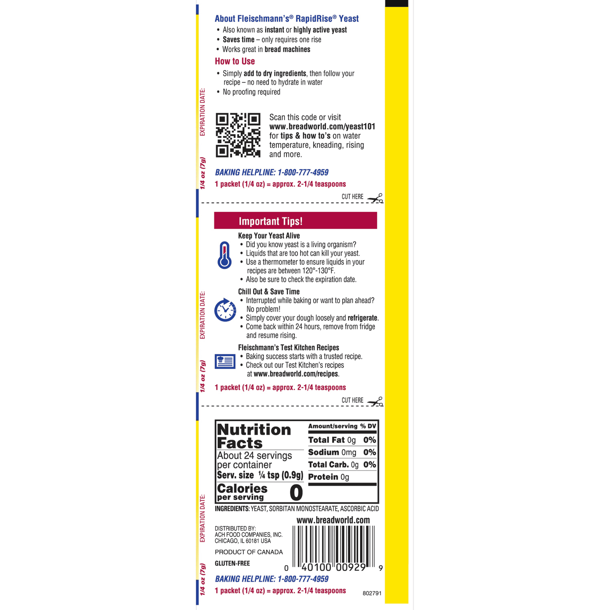 Fleischmann's Rapid Rise Instant Yeast, 3 Count 1/4oz
