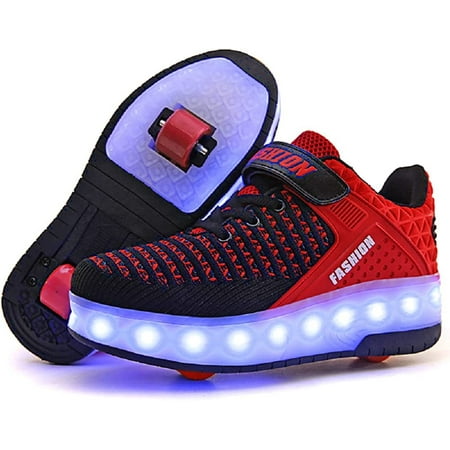 

YAZI Kids Roller Shoes Boy Girl Sneakers with Wheels Become Sport Sneaker with Led for Christmas Birthday Children Show Gift