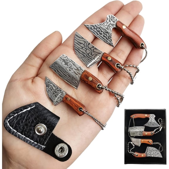 STARDW Mini Pocket Knife Set, Utility EDC Knife with Sheath,Mini Chef Keychain Knife, Tiny Things for Box Cutter Letter Opener Package Opener, Cool Gadgets EDC Tools -Set of 4