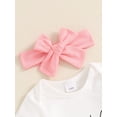 thumbnail image 6 of Newborn Baby Girl Little Sis Outfits Letter Short Sleeve T-shirt Romper Pants Set Headband Coming Home Hospital Clothes, 6 of 8