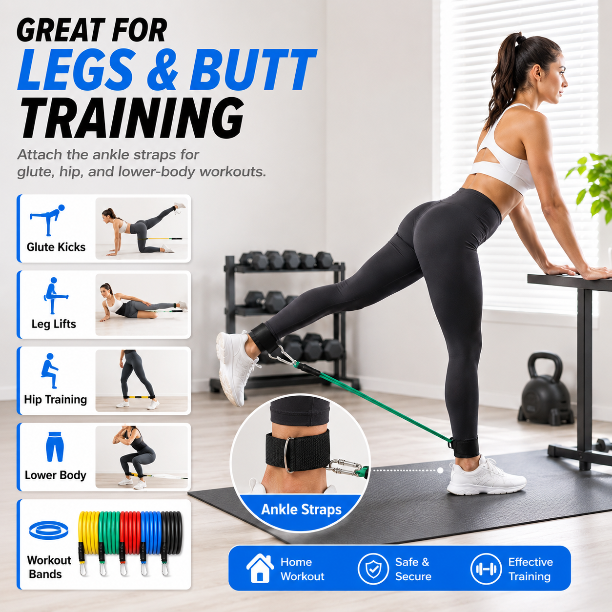 NIUTA 150 lbs Resistance Bands Set (11-Piece) photo 3