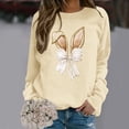 thumbnail image 2 of Easter Women's Sweatshirt Cute Bunny Bow Print Casual Versatile Hoodless Sweatshirt Beige L, 2 of 4
