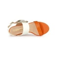 thumbnail image 5 of BLISSFUL STEP Valentine's Slingback Sandals Contrast Color Chunky Heel Big Circle Buckle Sandals Orange White 5.5, 5 of 8