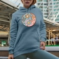 thumbnail image 2 of Balance Over Hustle, Retro Flowers Art Merch Gift, Light Blue Hooded Sweatshirt or Hoodie, Large, 2 of 5