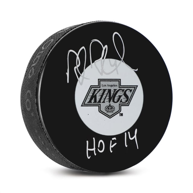 Rob Blake Signé Los Angeles Kings Vintage Logo Rondelle avec HOF Note