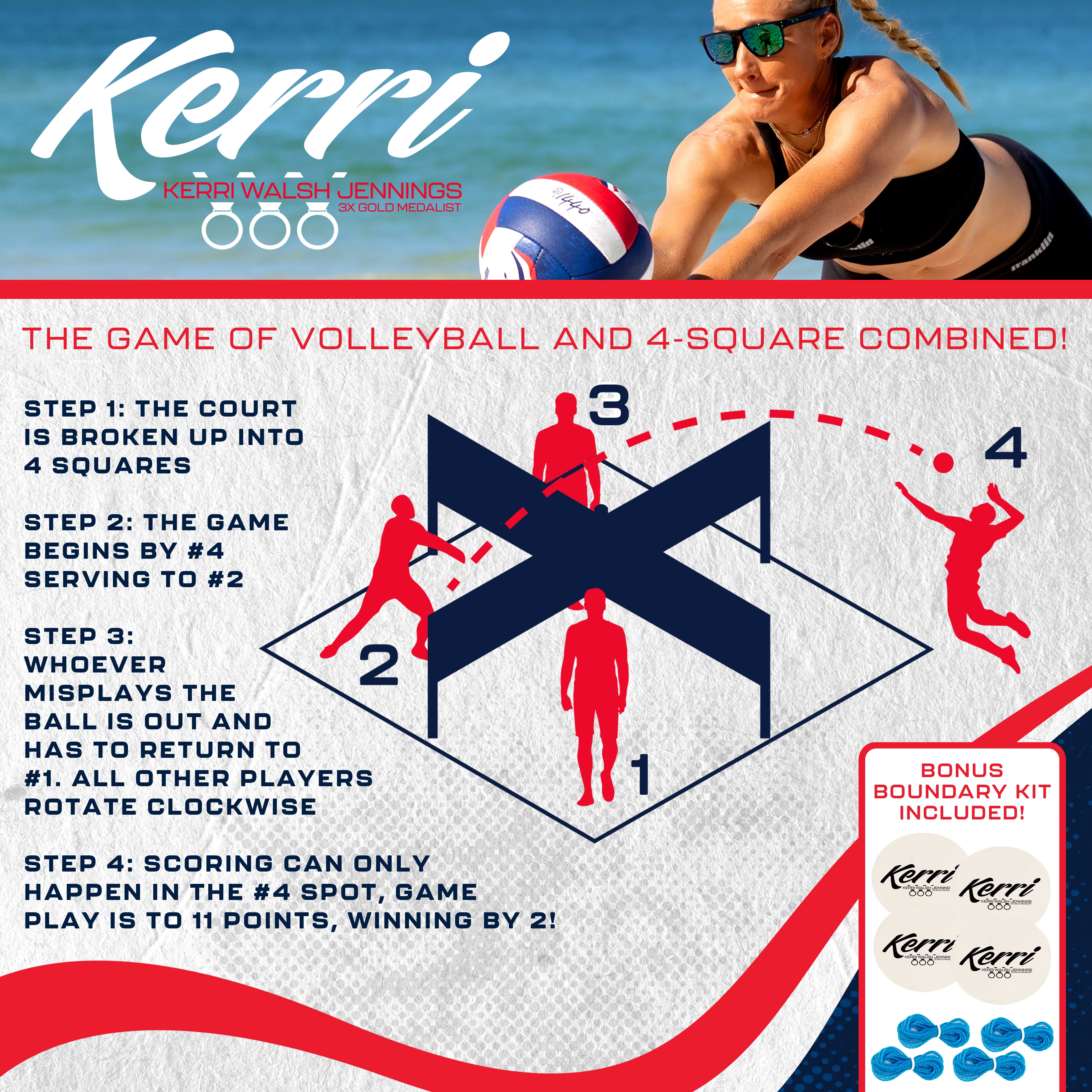 Kerri Walsh Jennings Edition Pro Quad Volleyball Set