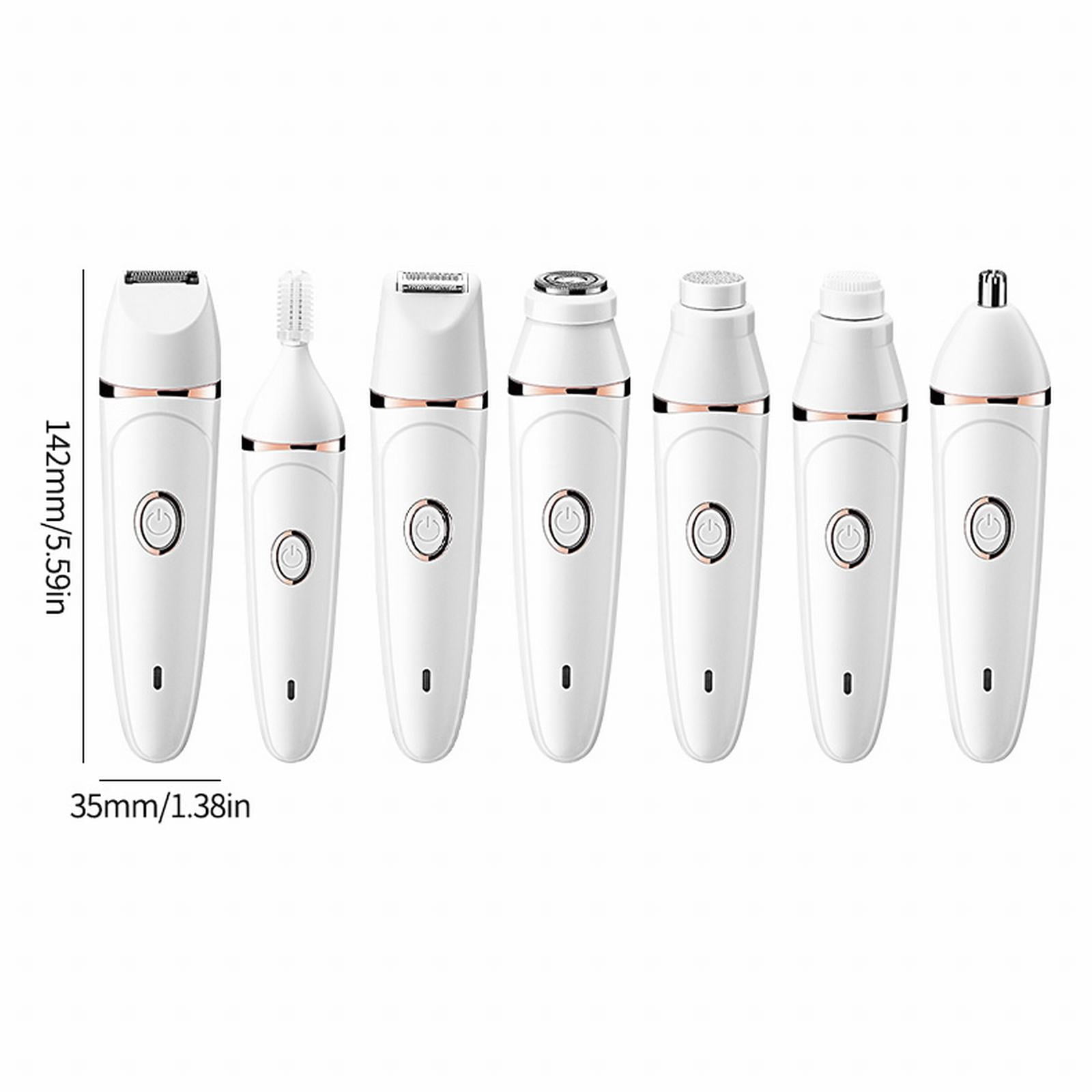 7 In 1 Multifunctional Cordless Face Shaver Set Wet Dry Lady Hair Remover Facial Body Exfoliation USB Rechargeable For Eyebrow Arm Leg