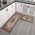 thumbnail image 3 of 2 Piece Bohemian Brown Floral Carpet Rug Kitchen Rug Set, Decor Kitchen Rugs, Absorbent Non-Slip Washable Floor Mats, Home Indoor Runner Rugs 17"x47"+17"x30", 3 of 7