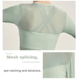 thumbnail image 2 of Camisas cortas de entrenamiento de yoga para mujer, mangas largas de empalme de malla para correr, 2 of 8