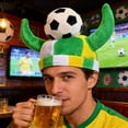 thumbnail image 4 of Cififendec Soccer Fan Hat, 8.66"×8.26", Carnival & Sports Event Cheer Prop, Plush Soccer-Top Party Hat with Green Horns for Parades, Festivals and Sporting Gatherings(Green), 4 of 5