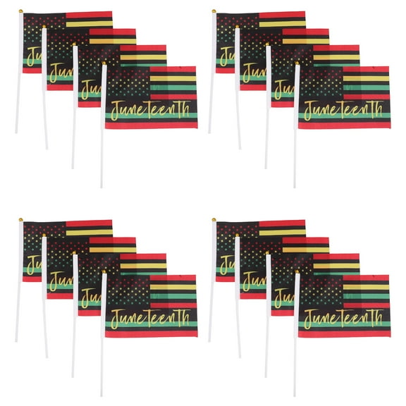 FRCOLOR 100PCS Small Handheld Flags African American Hand Waving Flags Mini Bunting On Sticks  Independence Day Supplies for Memorial Day and Parades