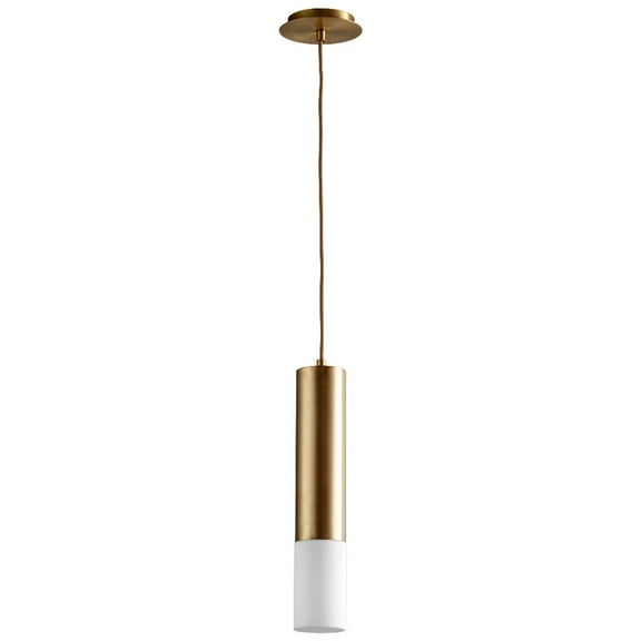 18 Inch 11.9W 120V 1 Led Pendant-Aged Brass Finish-Matte White Glass Color-3000 Color Temperature Oxygen Lighting 3-654-40