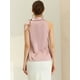 thumbnail image 4 of Blusa elegante de satén sin mangas con lazo y cuello de pajarita para mujer Rosa XL, 4 of 6