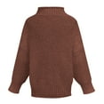 thumbnail image 3 of DuoJiaJ Women Sweaters Turtleneck Pullover Long Sleeve Knit Sweater Oversized Winter Outwear Tops Brown L, 3 of 4