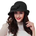 thumbnail image 4 of Certgust Under $5 Summer Sales Wide Brim Bucket Hat for Women Cloche Hat Elegant Bow Decor Bucket Hat Soft Color Blend Dress Hat for Ladies Fall Winter, 4 of 4
