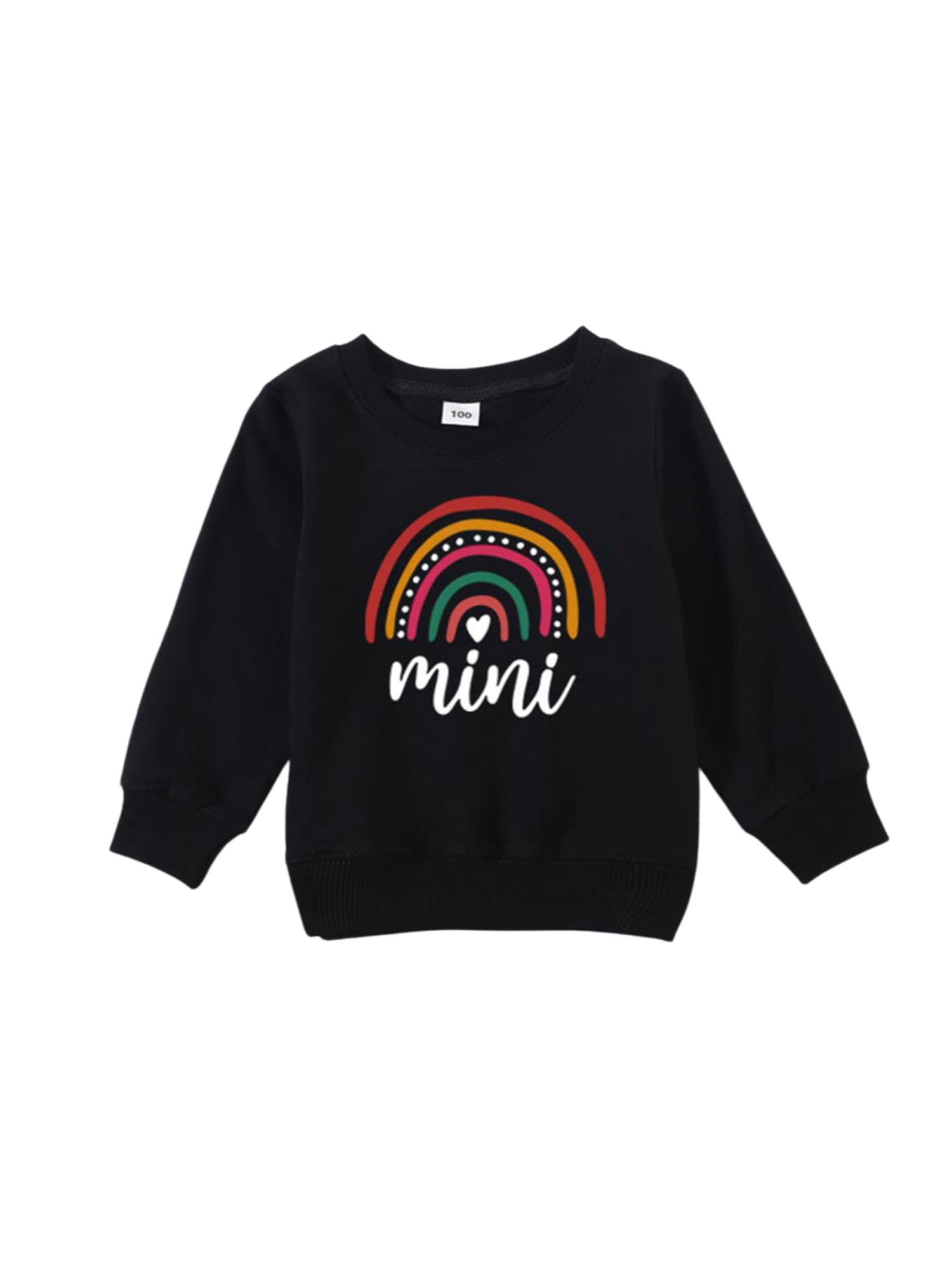 Mommy and Me Matching Outfits Rainbow Print Long Sleeve Shirt Top Family Matching Pullover Sweatshirts