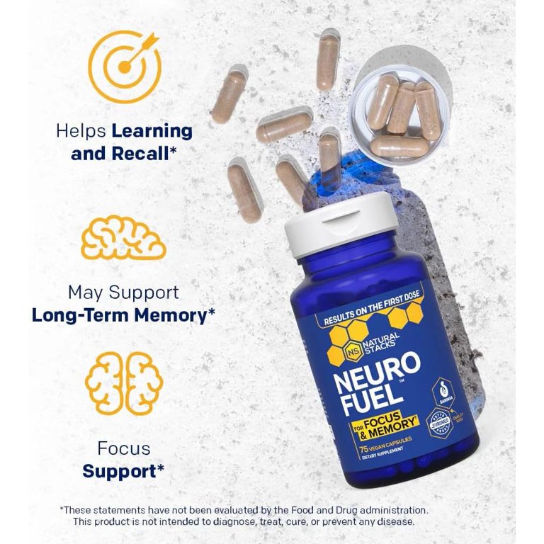 Natural Stacks NeuroFuel Brain Support Supplement, 75 Focus Pills, L- Carnitine & L-Phenylalanine - Walmart.com