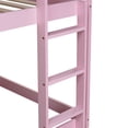 thumbnail image 6 of Alvantor Twin Over Twin Bunk Bed, Solid Rubber Wood Low Floor Bunk with Ladder, Pink, 6 of 7