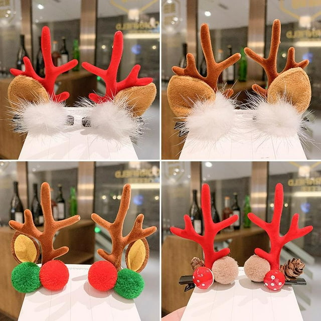 5 pares de pinzas para el pelo con orejas de ciervo de Navidad JAMW Sencillez