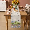 thumbnail image 2 of Blue Purple Floral Table Runner - 60 Inch Long Spring Vintage Hydrangea Flower Truck Cotton and Linen Blended Dress Scarves Farmhouse Table Runner for Kitchen Dining, Coffee Table, 13" x 60", 2 of 8