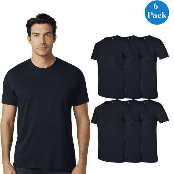 Gildan Men's Short Sleeve T-Shirt, Breathable Classic Fit, Soft & Durable Crewneck Black Tee, 6 Pack, S