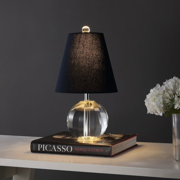 JONATHAN Y Goddard 16" Crystal Ball/Metal LED Table Lamp, Clear/Navy, JYL2079D