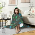 thumbnail image 4 of Wearable Blanket,DarkGray Cartoon Crocodiles Pattern Hooded Wearable Flannel Blanket for Adults & Teens,Winter Poncho Shawl Wrap Cape Cozy Anti-Pill,60"x80", 4 of 5