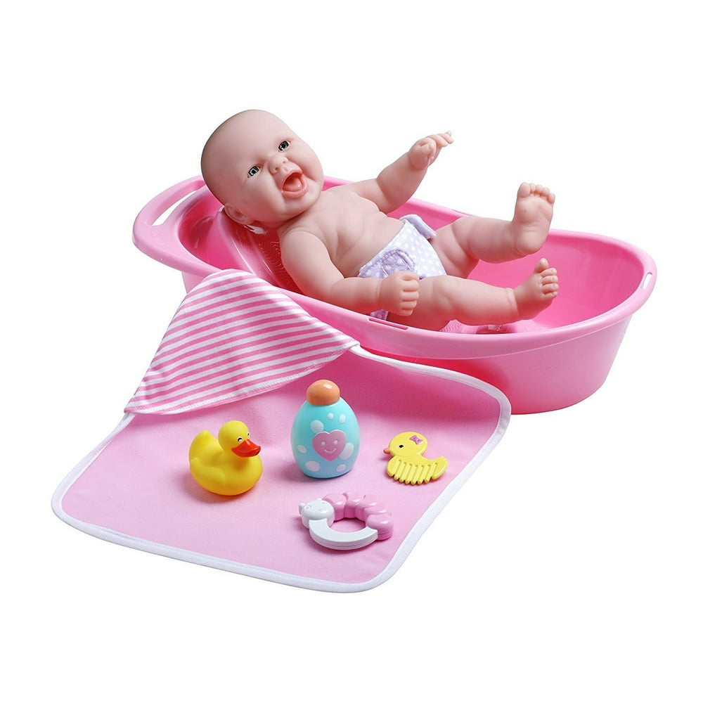 JC Toys 13" AllVinyl La Newborn Realistic Baby Doll, Bath Time Fun