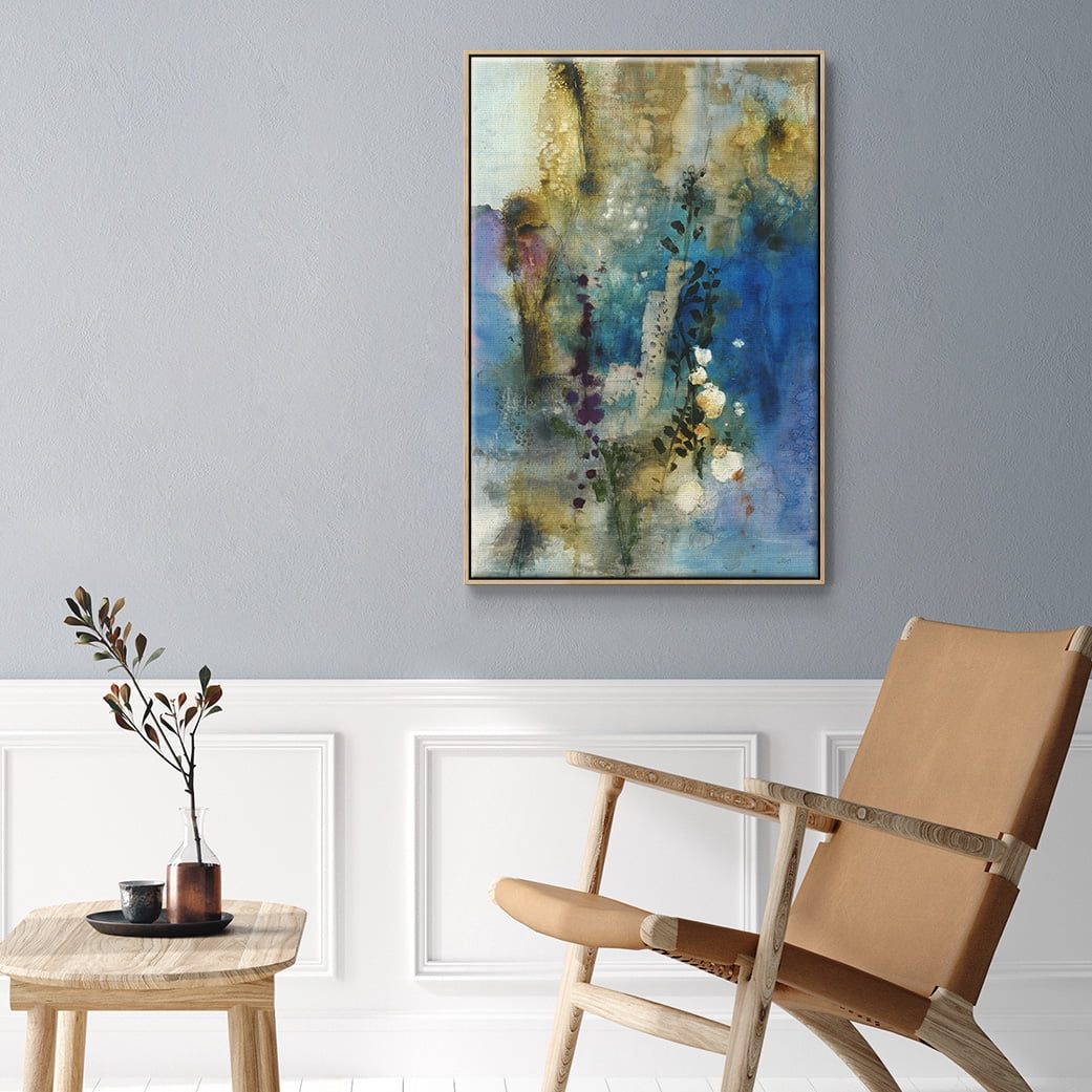 Immerge I Framed Premium Gallery Wrapped Canvas - Ready to Hang - 25 x 37 - Natural Wood Floating Frame