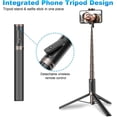 thumbnail image 2 of Trípode, palo de selfie para teléfonos móviles, soporte integrado de 60 pulgadas, control remoto inalámbrico integrado, portátil y escalable para iPhone y Android de 4 - 7 pulgadas, 2 of 7