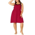 thumbnail image 2 of MODA NOVA Juniors Plus Size Lace Shoulder Straps Knee Length Sleepshirts Red 3X, 2 of 6
