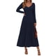 thumbnail image 1 of Vestido PRETTYGARDEN de manga larga con escote en V y falda plisada maxi azul marino talla M, 1 of 8