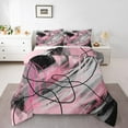 thumbnail image 2 of jejeloiu Aesthetic Geometric Art Queen Comforter Set,Geometric Lines Bedding Sets,Pink Black Gray Bedding Comforter Set,Lightweight Room Decor Reversible,3pcs, 2 of 8