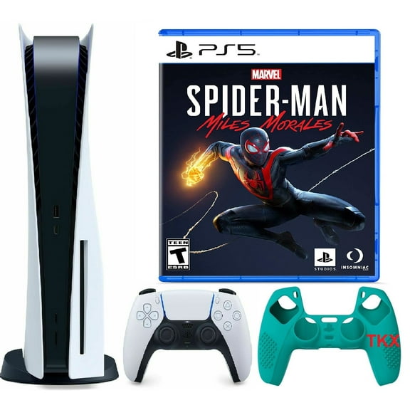 2023 Newest PlayStation_PS5 Gaming Console Disc Version Bundle with Marvel's Spider-Man: Miles Morales / Silicone Controller Cover Skin