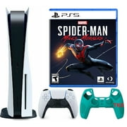 2023 Newest PlayStation_PS5 Gaming Console Disc Version Bundle with Marvel's Spider-Man: Miles Morales / Silicone Controller Cover Skin