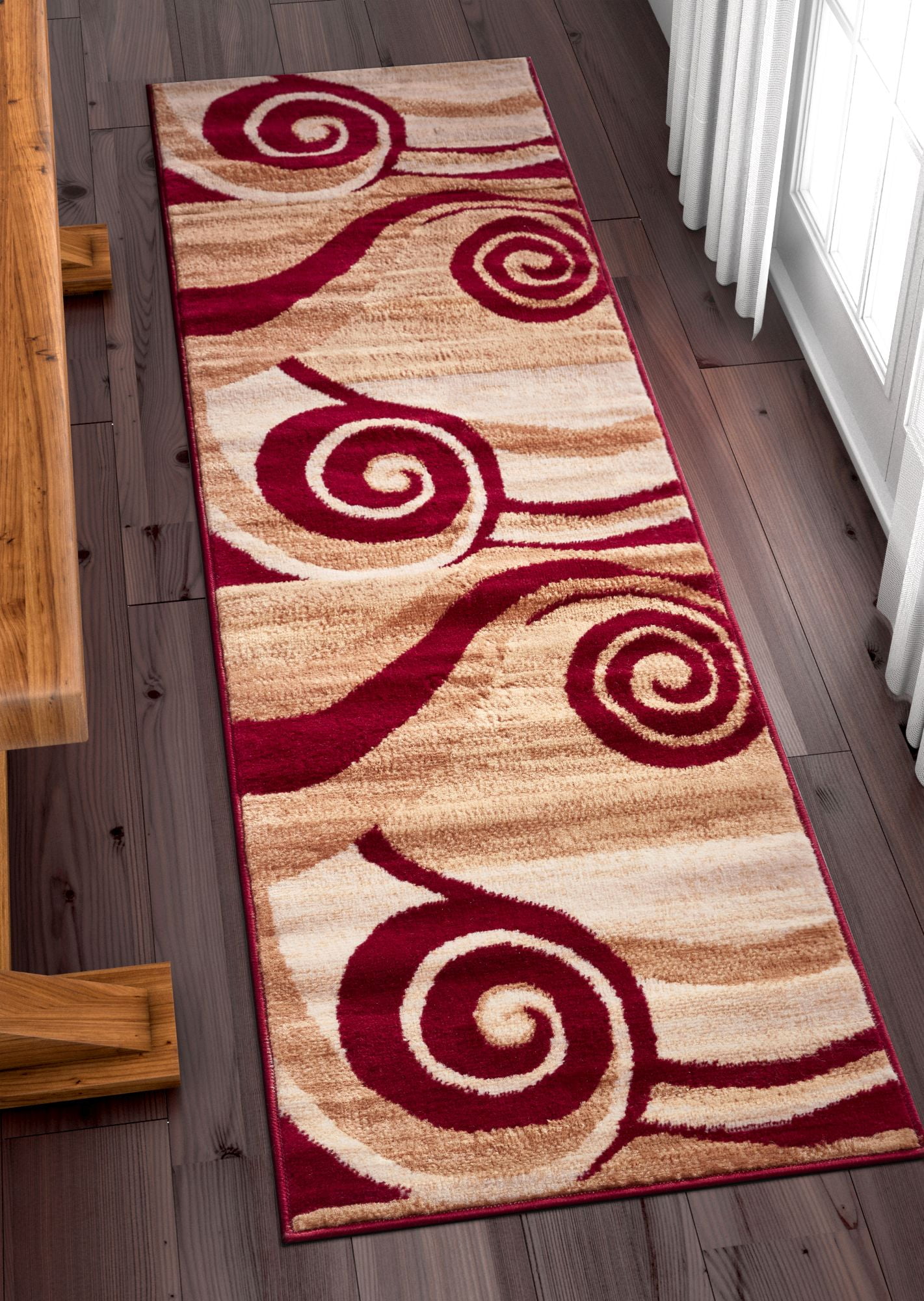 Well Woven Swirls Red 2' x 7'2" Runner Rug Carpet
