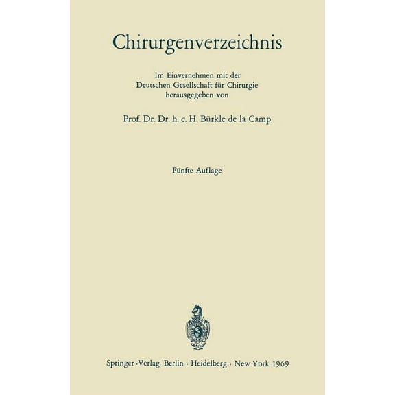 Chirurgenverzeichnis, (Paperback)